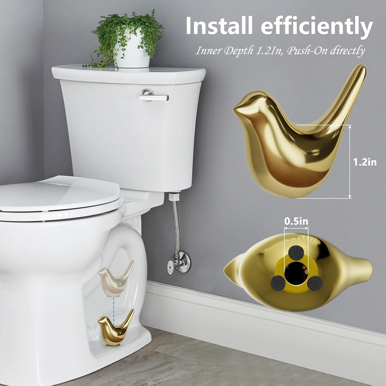 2-Pcs Ceramic Bird Toilet Bolt Covers, Toilet Bolt Caps , easy to install, no power needed, suitable for bathroom decor,Cute Home Decor