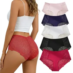 SNUG HAVEN Sexy Women's Underwear Lace Shorts V Waist Breathable Cheeky Panties Boyshorts Underwear Women 5 Pack in Assorted Colors