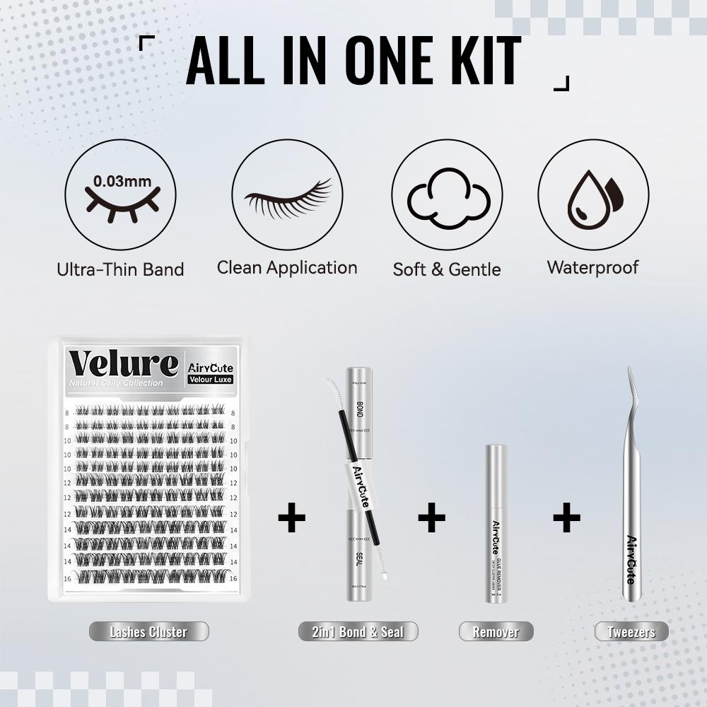 AiryCute Clusters Upgrade 2.0 Lashes with Ultra-Dense, Waterproof, Long-Lasting Lashes | Venus, Fairy, Flora | Natural Daily, Volume Style, Manga Style | Beginner-Friendly DIY Lashes for a Flawless | Trendy & Must-Have Clusters