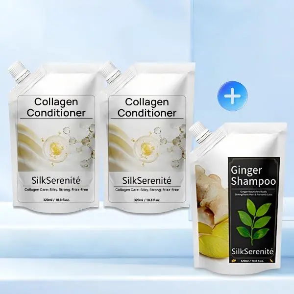 Haircare Bundle Set - 2-Pack Collagen Conditioner, 1-Pack Ginger Shampoo, Plant-Based Cleanser with Oil Control & Repair Benefits, Shampoo And Conditioner