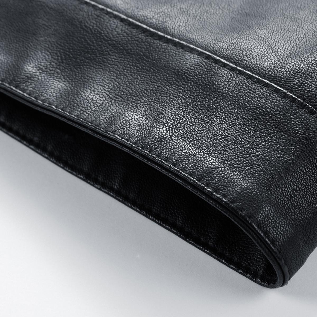 Men'S Slim-Fit Faux Leather Bomber Jacket - Black, Blue, Zip-Up , Long Sleeves, Casual & Versatile for Daily Wear, Casual Outerwear | Minimalist Jacket | Polyester Lined Jacket,  Menswear Tops Coats ,Stylish Zipper