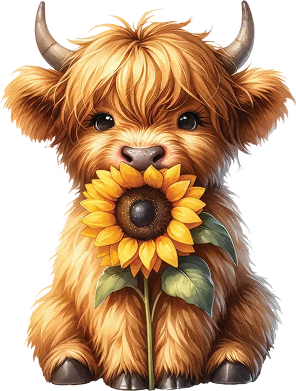 DTF Transfer – Sunflower Cow Multi Sizes (CW-HC001)
