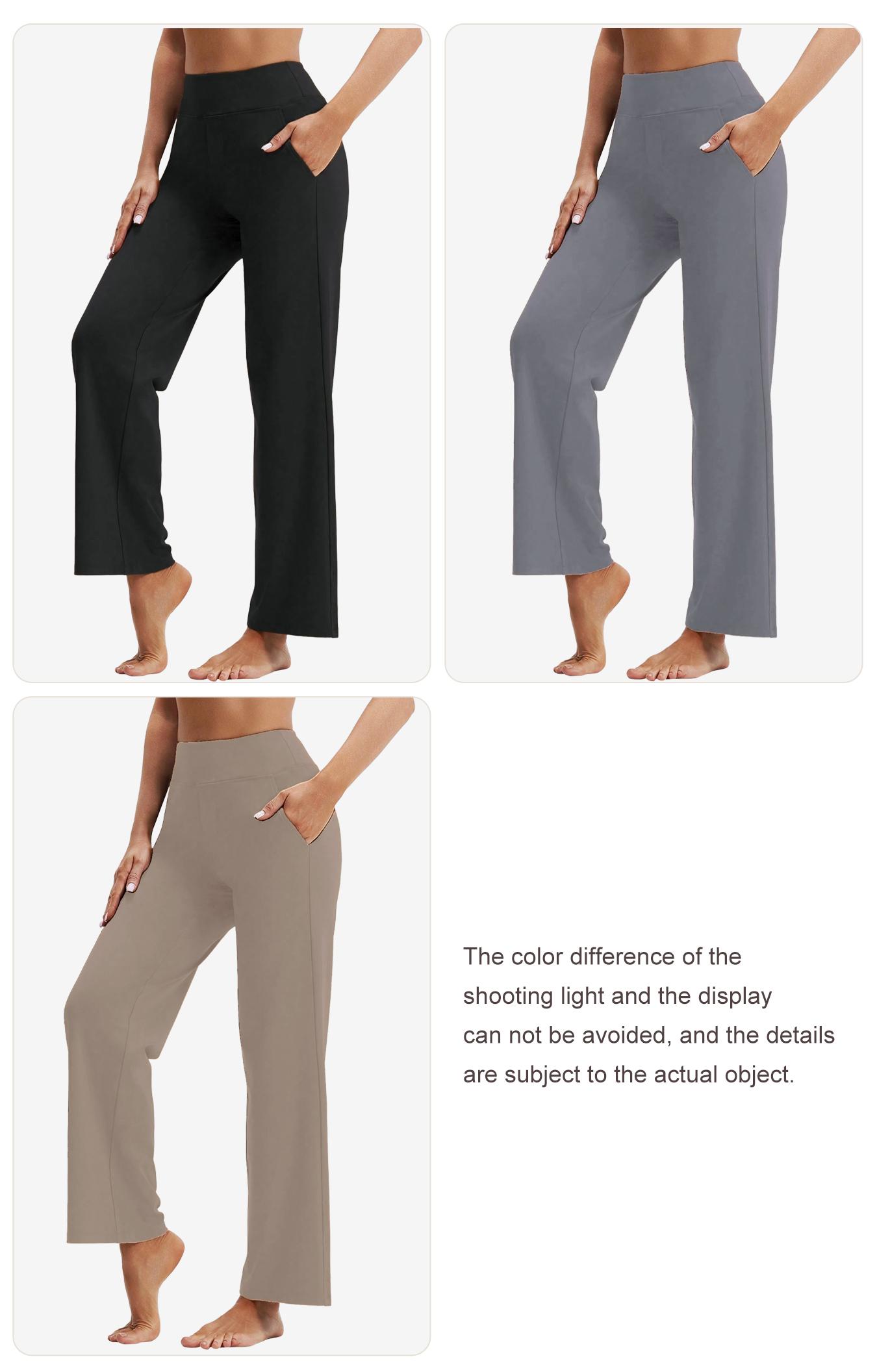 3PCS Women's High Waist Zippered Wide Leg Palazzo Pants with Pockets for Casual Wear & Yoga High Waist Sports Pants Minimalist Basic Womenswear Bottoms