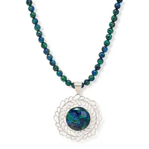 Mine Finds by Jay King Milpillas Azurite Malachite Pendant on Beaded Necklace