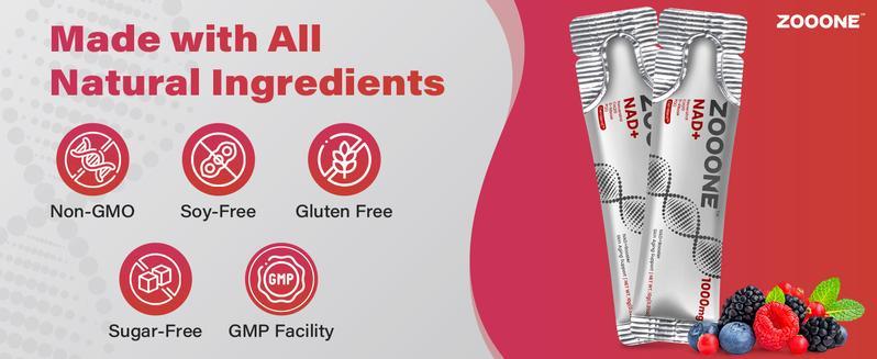 【Buy 2 Get Free Shipping】 – ZOOONE NAD+ 1000mg Berry Drink Mix for Skin, Energy & Focus – 30 Pack-T7