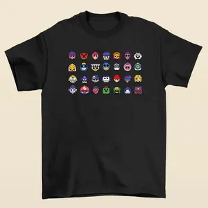 Brawl Stars Characters Graphic Tee Mobile Game Fan Merch Gaming Shirt