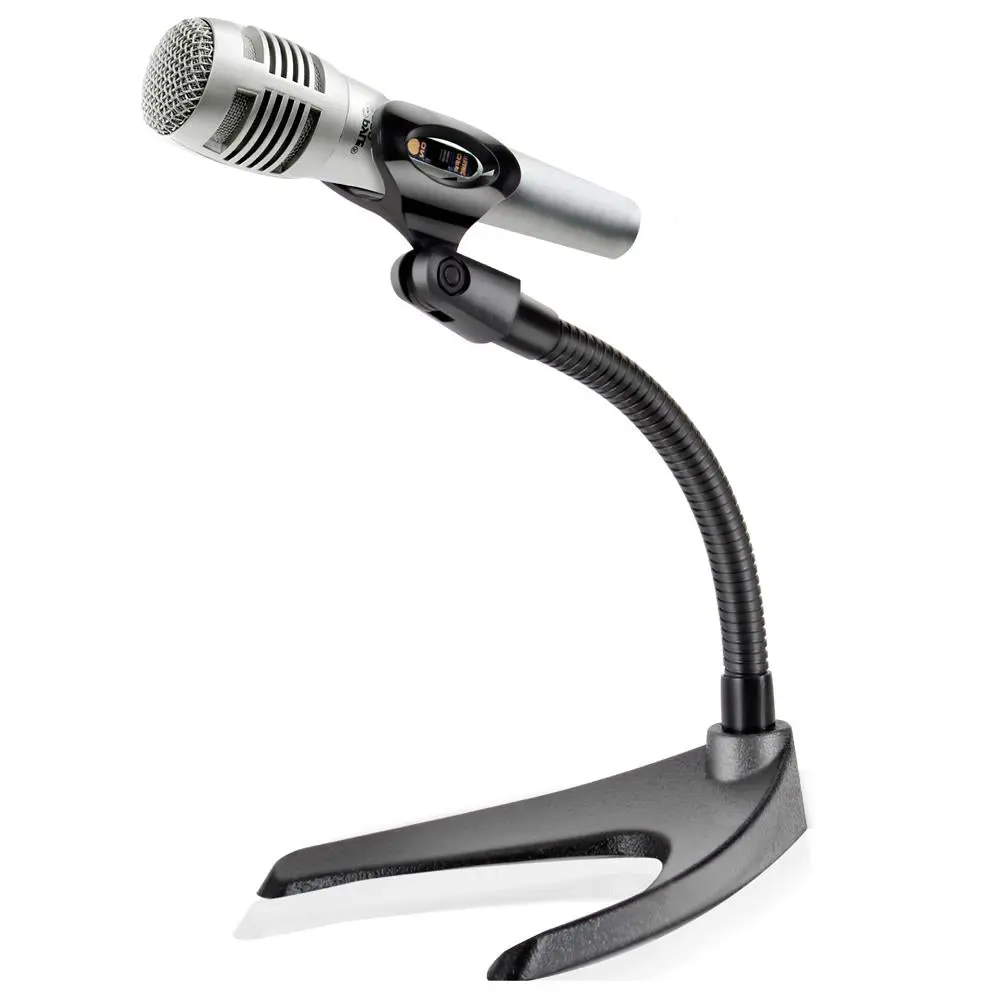 Desktop Microphone Stand with Adjustable Gooseneck - Sturdy Metal Base Mic Stand with M-6 Clip Included - Compact Tabletop Design for Podcast, Streaming, Recording, Conference & Studio Use