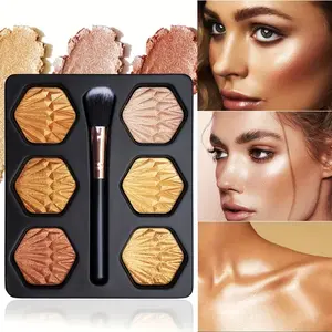 6-Color High-Pigment Highlighter Compact — Contour & Highlight for a Radiant Glow, Waterproof, Long-Lasting, Skin-Friendly, Shadow-Enhancing Face Makeup, Great Gift Choice for Parties, Multifunctional