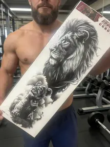 Large-sized full arm temporary tattoo stickers, suitable for both men and women, realistic arm, chest, and shoulder tattoo designs, waterproof.