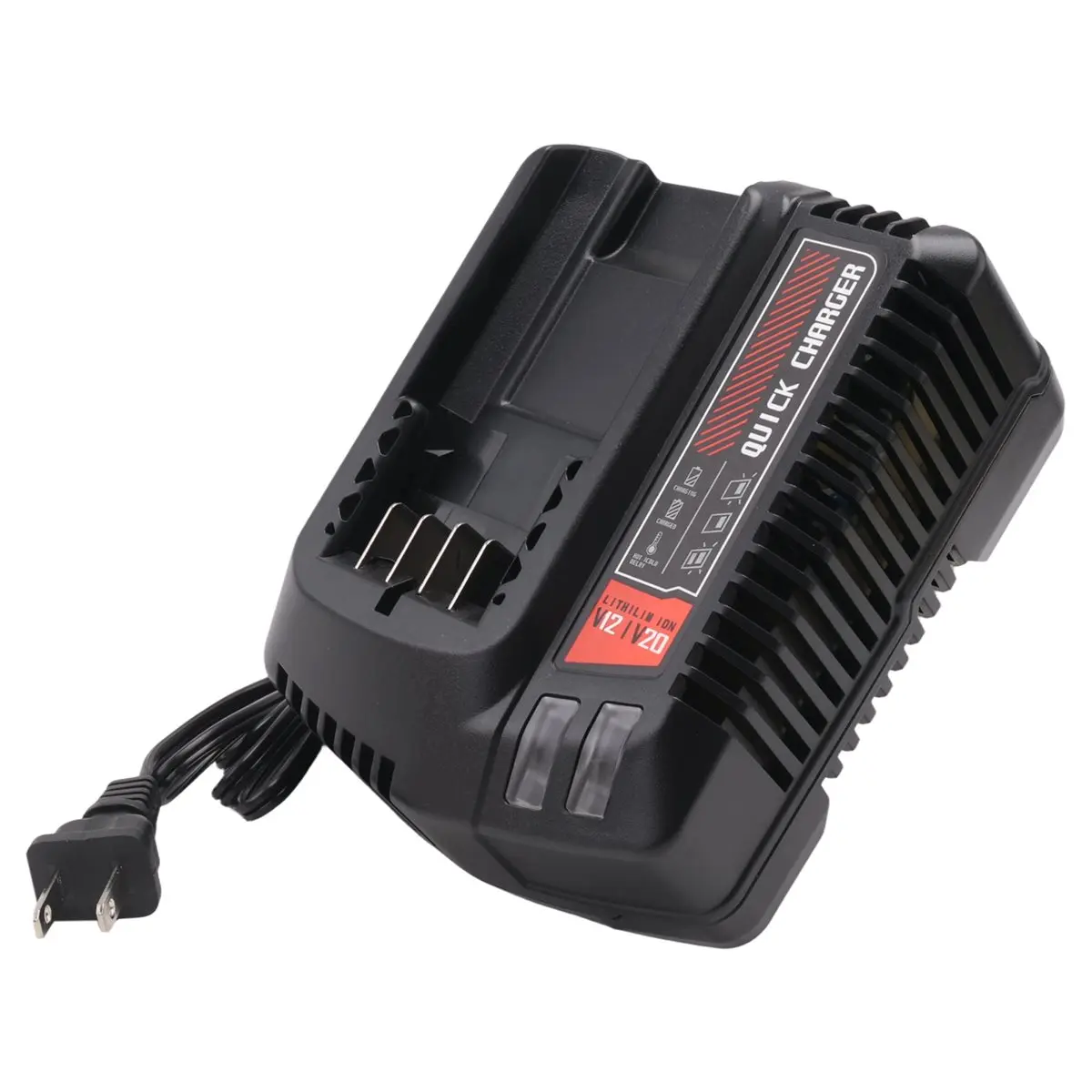 CMCB104 Lithium Battery Charger for Craftsman V12-V20 Cells (CMCB204, CMCB202, CMCB201, CMCB209, CMCB205, CMCB102) - US Plug, AC100-240V, Overheat Fins, Overcharge/Overcurrent/Overvoltage Safeguards, LED Charging Status Display, Batteries, Plastic Body, C