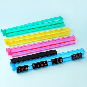4 PCs Mah Jongg All-in-One Tile Rack & Pusher, Acrylic Mahjong Rack and Pusher Combo, Modern American Majiang Tile Racks Set of 4 (Multi-Color)