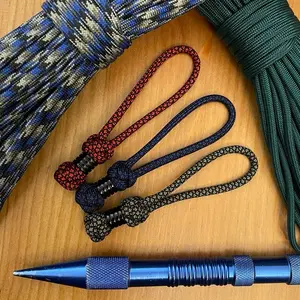 Paracord Knife Lanyard - Diamond Knot with Stainless Steel Black Bead