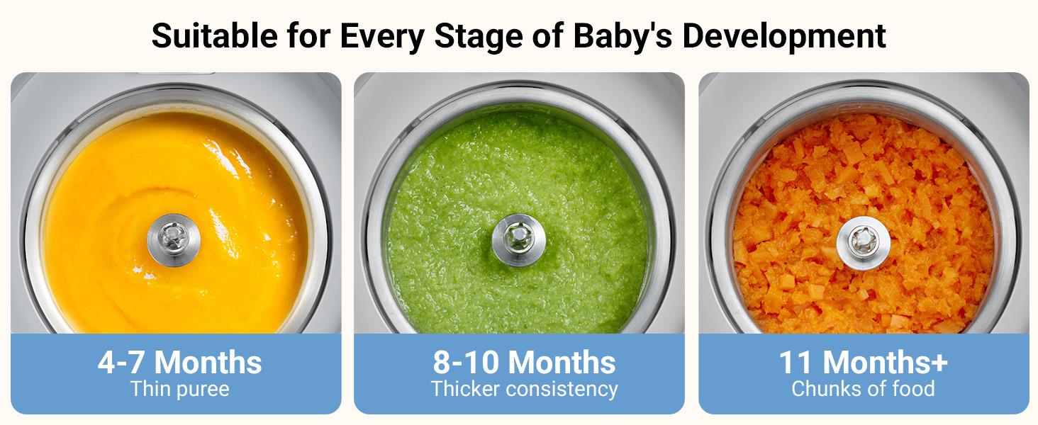 Bear NutriEase AllStage Stainless Steel Baby Food Maker Steamer and Blender, Truly OneStep Baby Food Processor Puree Maker Grinder Mills, Auto Cooking&Grinding for Healthy Homemade Baby Food, BPA-Free