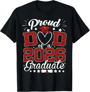 100% Cotton Proud Dad of A 2026 Graduate Senior Class of 2026 Graduation T-Shirt