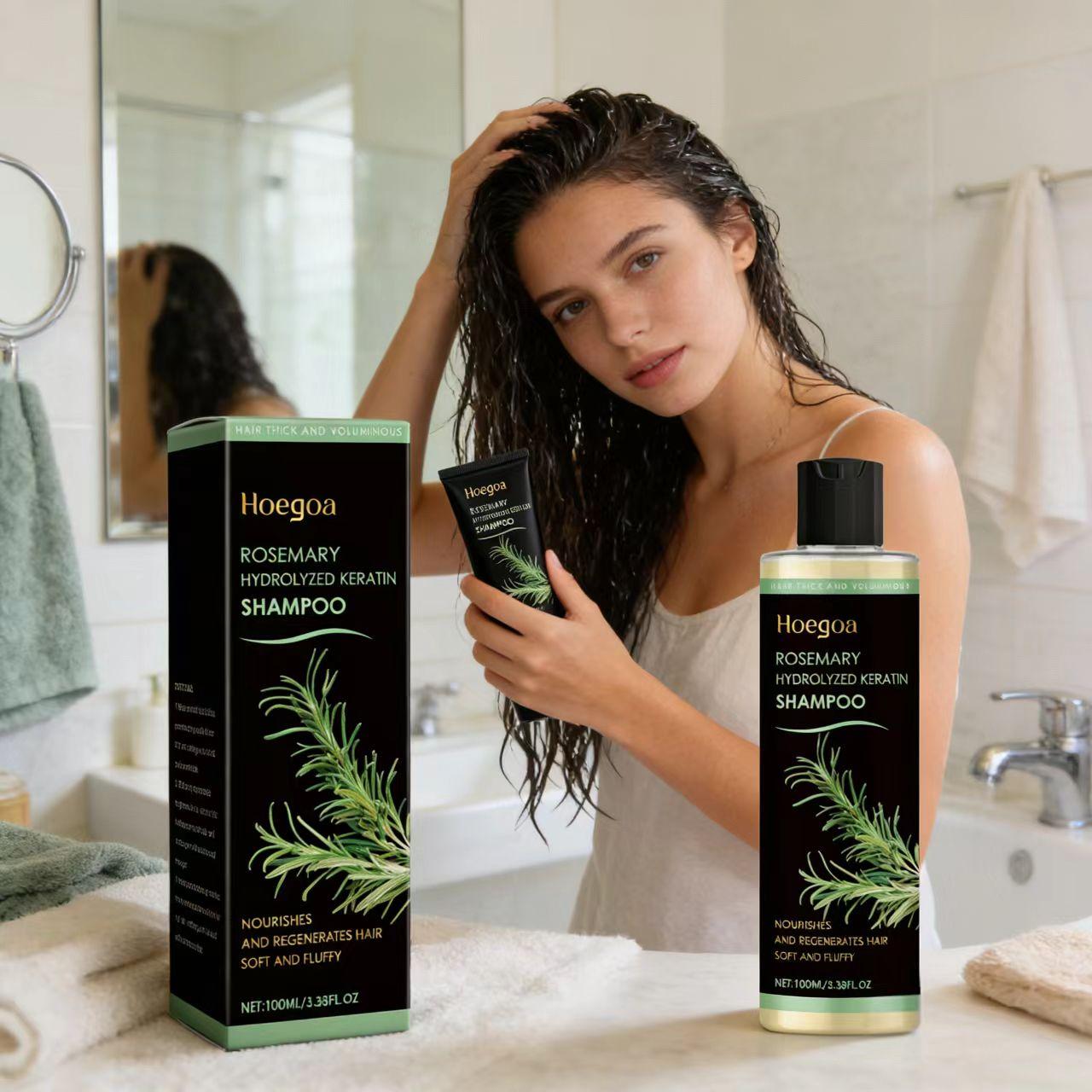Hoegoa Rosemary Thickening Shampoo, Plant-Based Oil Control Nourishing Moisturizing Repair Fluffy Refreshing Shampoo