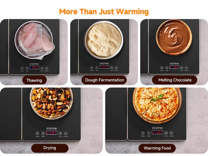 FEPPO Electric Warming Tray, 4-in-1 Food Warmers for Parties Buffet with 10 Temp Settings and Timer, 33"x15" Glass Surface Warming Mat for Food, Modular Buffet Hot Plates for Catering and Gatherings