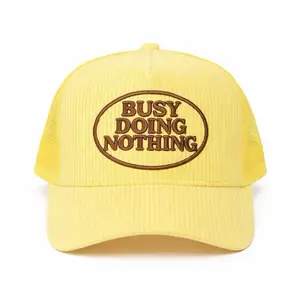 Busy Doing Nothing Yellow Corduroy Hat