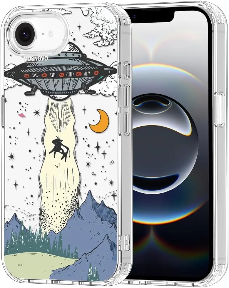 👽 [Alien-Grade Protection] MOSNOVO UFO Case for iPhone 16e | 6.6ft Military Drop Proof | Anti-Peel Off Technology | Clear TPU Bumper