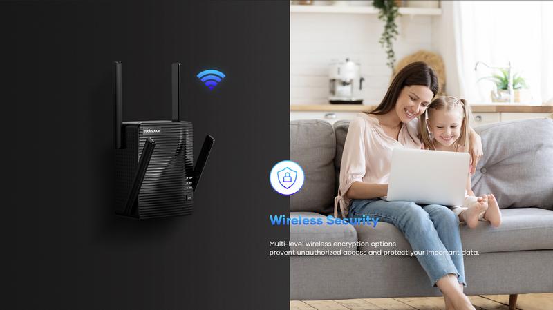 WiFi Extenders AC2100 Signal Booster for Home, 2100 Mbps, WiFi Range Extender, Rockspace, WiFi Repeater, Wireless Extender for Home, 5G&2.4G Dual Band, Gigabit Port&WPS Button, 360 Degree Full Coverage
