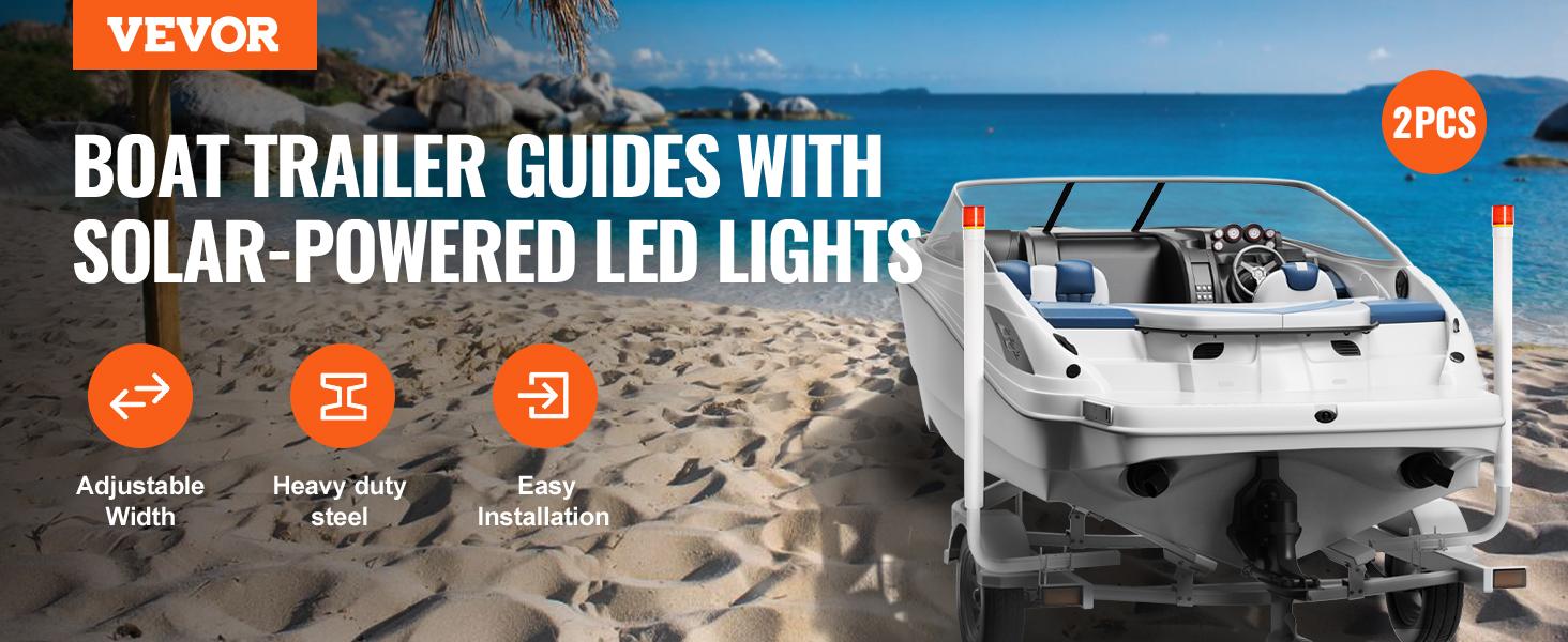 VEVOR Marine Trailer Guide Set, 62'' with LED Illumination, Pair of Steel Anti-Rust Guide Poles, Equipped with PVC Sleeves, Ideal for Ski, Fishing, or Sailboat Trailers 2024 VEVOR Marine Trailer Guide Set, 62'' with LED Illumination, Pair of Steel Anti-Rust Guide Poles, Equipped with PVC Sleeves, Ideal for Ski, Fishing, or Sailboat Trailers 2024