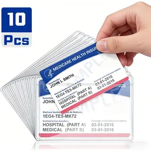 10-Piece Clear Card Sleeves for Medicare & Social Security Cards​ – Transparent PVC, Protective Covers, Easy Insertion, Durable Material, Water-Resistant, Reusable Design, Organize Essential Documents, Prevent Damage, Lightweight, Multi-Purpose Use