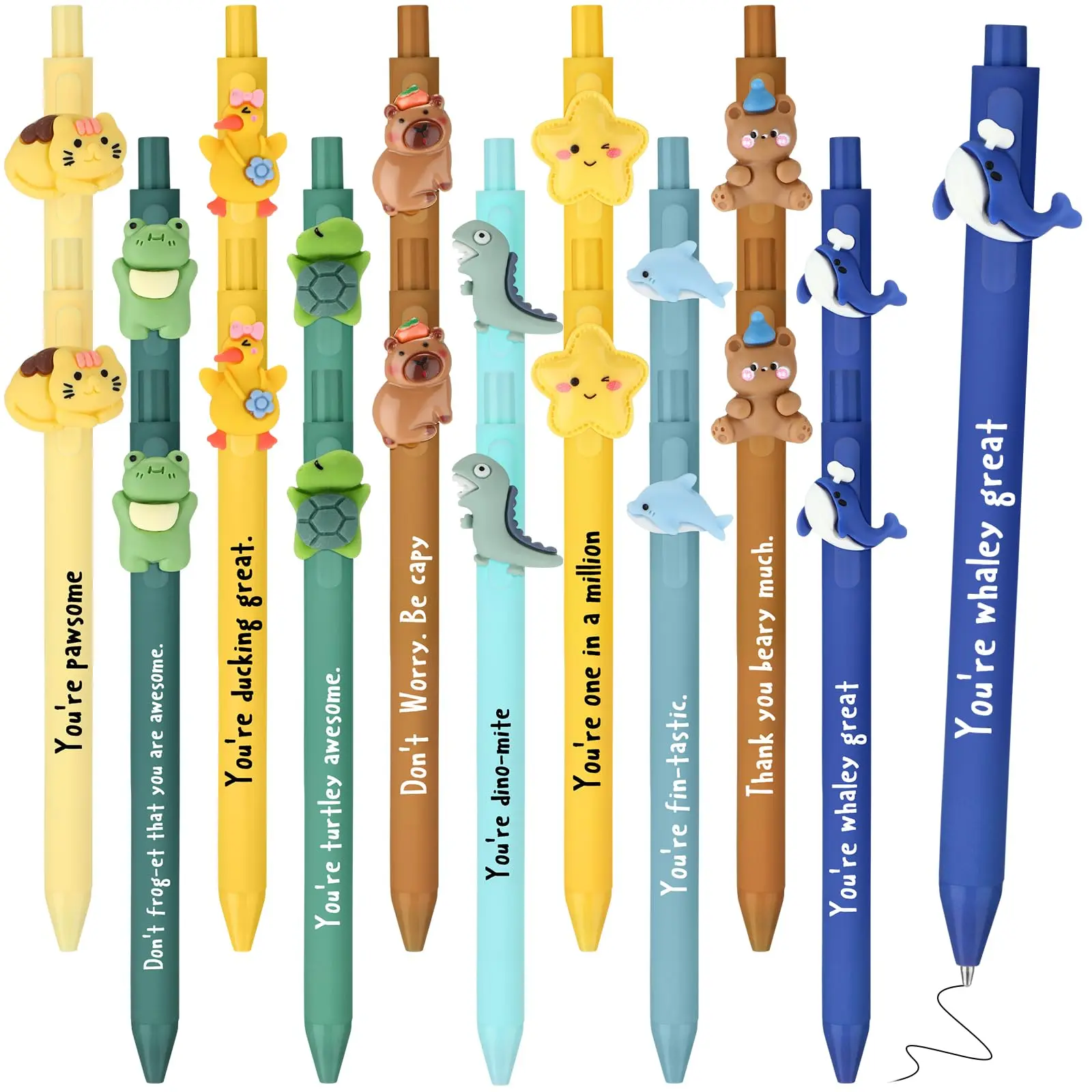40/60/100 Pcs Animal Inspirational Ballpoint Pens Back to School Gift Class Reward Gift Idea Party Goodie Bags Stuffer Bulk Motivational Pens for Students Coworker Team Members Employee Appreciation Gift School Classroom Office Supplies