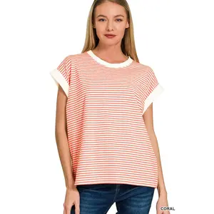 Coastal Vibe Zenana Striped Cap Sleeve