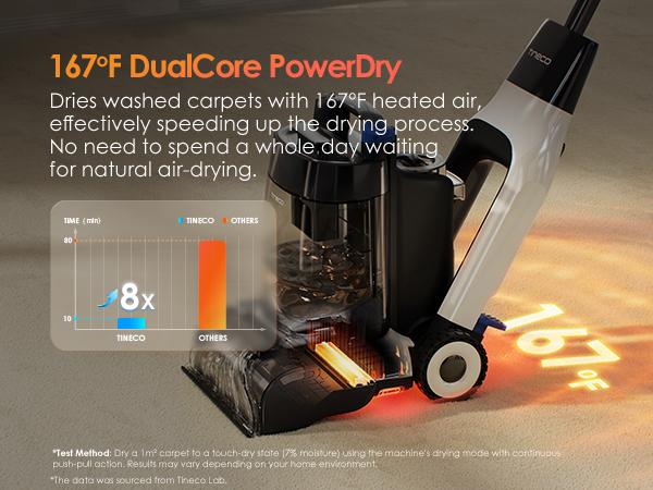 Tineco CARPET ONE Cruiser Smart Carpet Cleaner with Self-Cleaning FlashDry Technology 167℉ PowerDry 130W Suction for Deep Cleaning of Carpets & Upholstery
