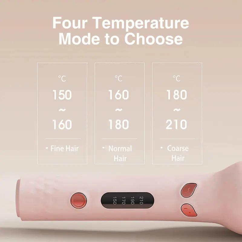 Electric Hair Curler, 4-Speed Temperature Controlled Adjustable Curler, LED Screen Curling Iron, Automatic Hair Curler, Cordless Hair Straightener