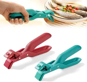 Red & Green Hot Plate Gripper 2-Pack Easy to Use Anti-Scald Tool with Secure Hold for Bowls Plates Pans Kitchen Multi-Purpose Kitchen Tool bbq grill camp gear Portable camping essentials