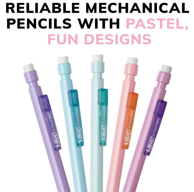 BIC Xtra Smooth Mechanical Pencil with Erasers, 0.7 mm Point, Refillable, 40-Count Pack