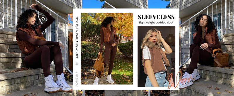 Cropped Puffer Vest Zip Up Stand Collar Lightweight Sleeveless Padded Gilet Top 2025 TikTokShopHolidayHaul Christmas with Pockets 2025 Fall Winter Fashion Womenswear