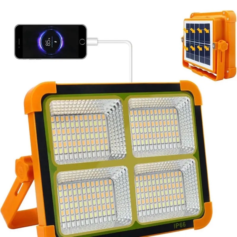 Solar Portable Camping Light with Stand, 100W 12000mAh Battery Rechargeable Light with 4 Modes, LED Cordless