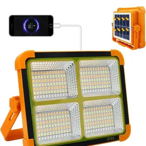 Solar Portable Camping Light with Stand, 100W 12000mAh Battery Rechargeable Light with 4 Modes, LED Cordless