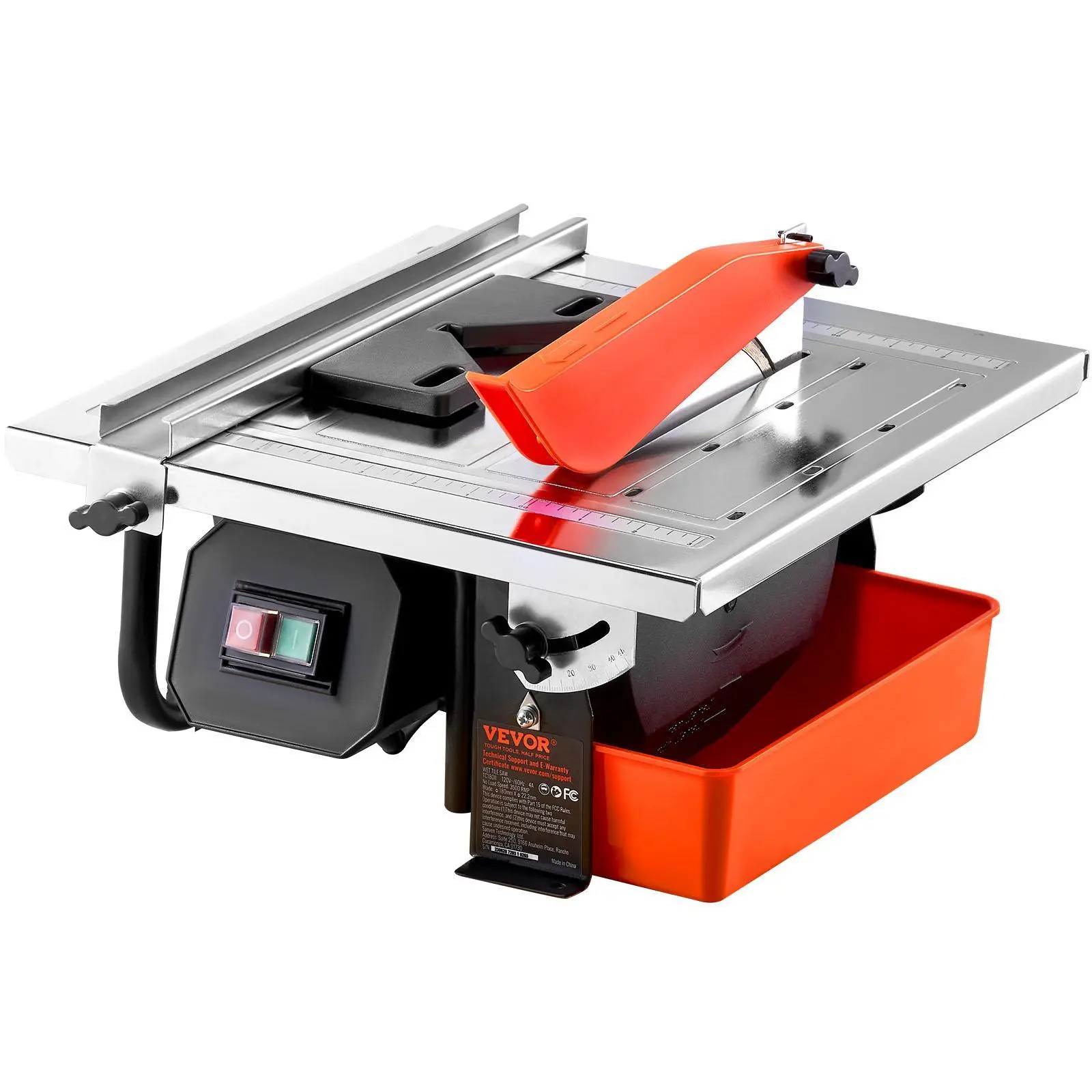 【FathersDayGift】VEVOR Wet Tile Saw,  , 7-inch 65Mn Steel Blade, 3500 RPM Induction Motor, Tile Cutter Wet Saw with Water Reservoir, 0-45 Degrees Miter Angle for Cutting Tiles and Stones, for DIY Enthusiasts