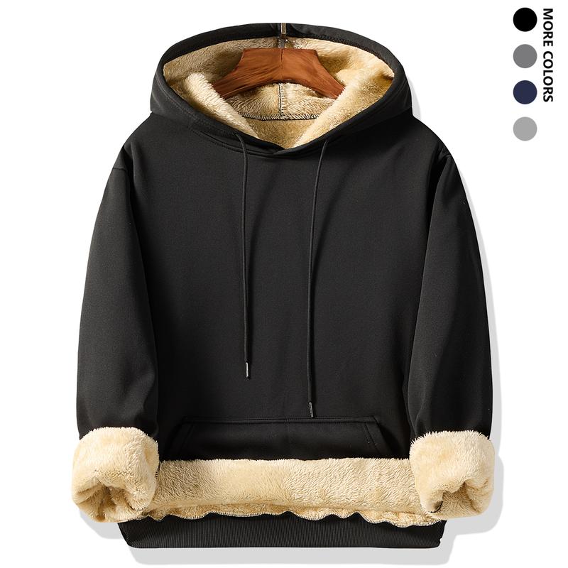 Men’s Warm Hooded Sweatshirt — Winter warm design with a flap pocket, machine washable — Outdoor casual pullover, travel cold-weather apparel, winter hoodie, travel clothing, men’s long sleeves