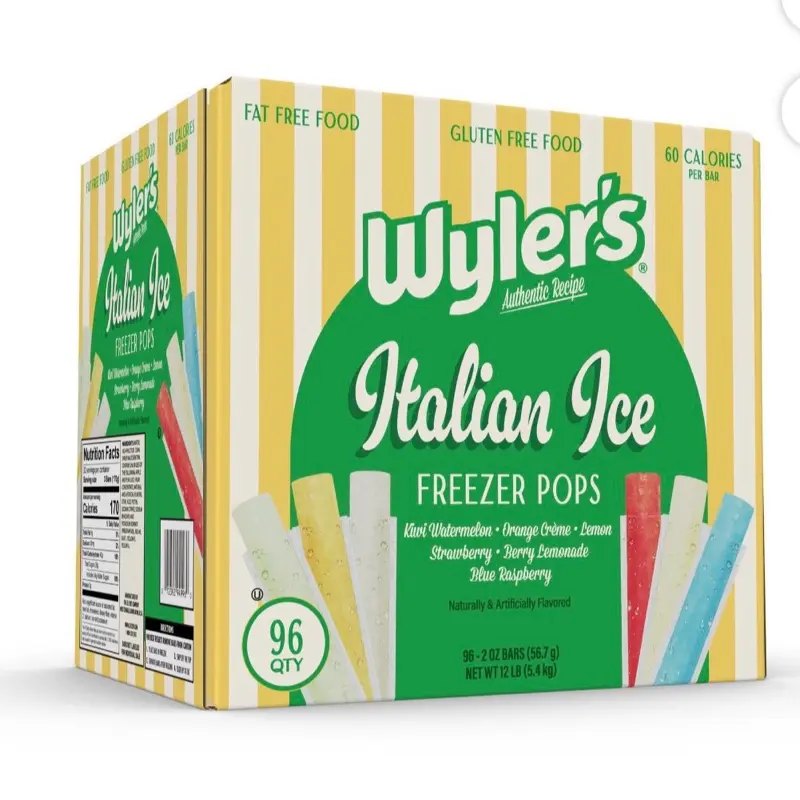 Authentic Italian Ice Sour Candy - Assorted Flavors, 2 oz Single-Serve Frozen Treats, Pack of 96, Ideal for Birthday, Anniversary (For Children, Adults)