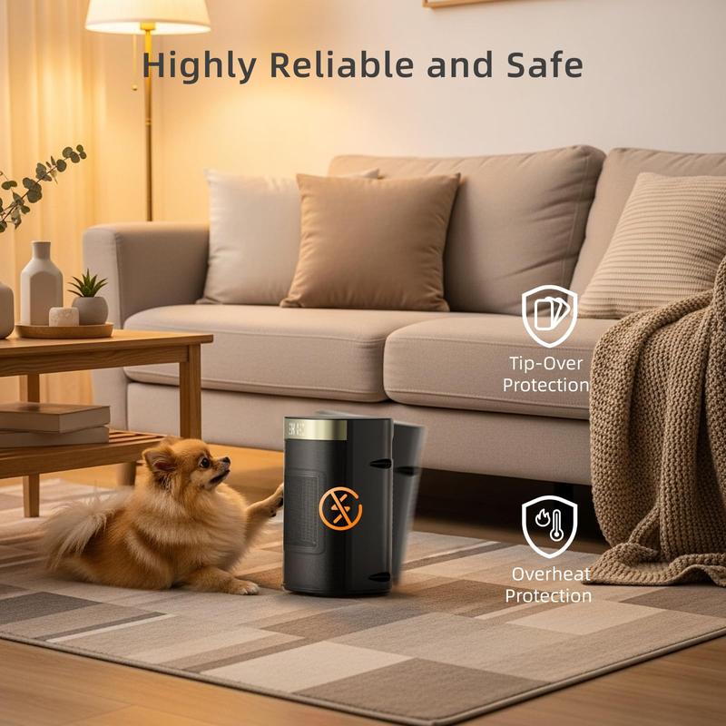 Space Heater 1500W, Fast Heating & Energy Saving Portable Electric Heater with Remote for Indoor Use, 5 Modes Adjustable Thermostat 24H Timer, Safe Quiet for Bedroom Office Home Use