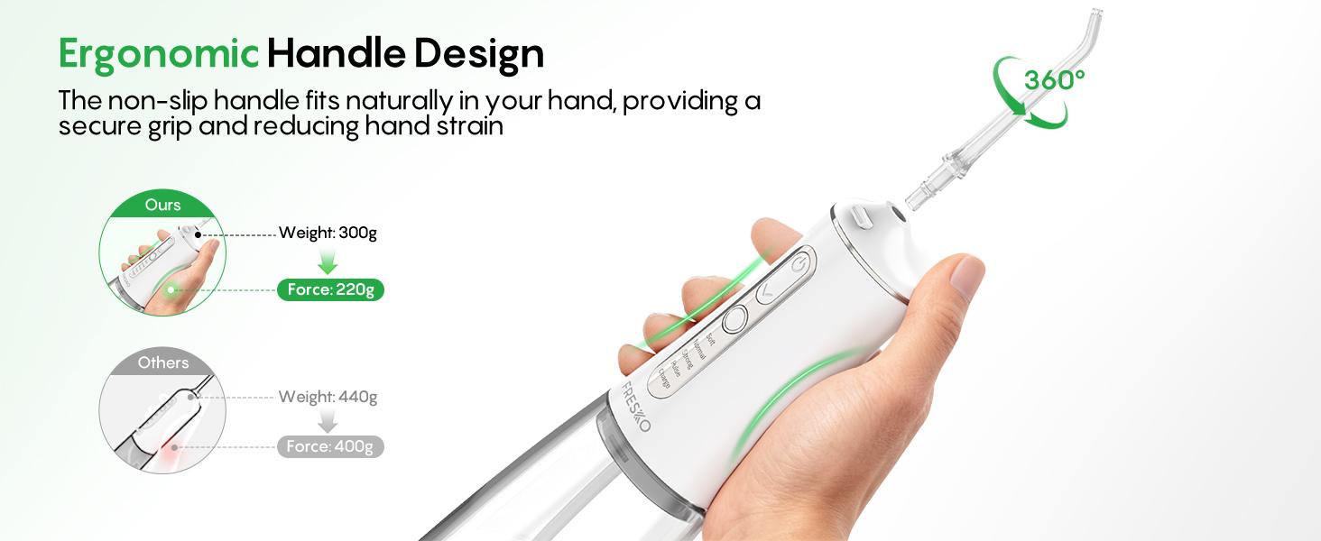 FRESKO Water Dental Flosser – 50-Day Battery, 10 oz Tank, 5 Tips, Waterproof & Gentle for Braces/Sensitive Gums
