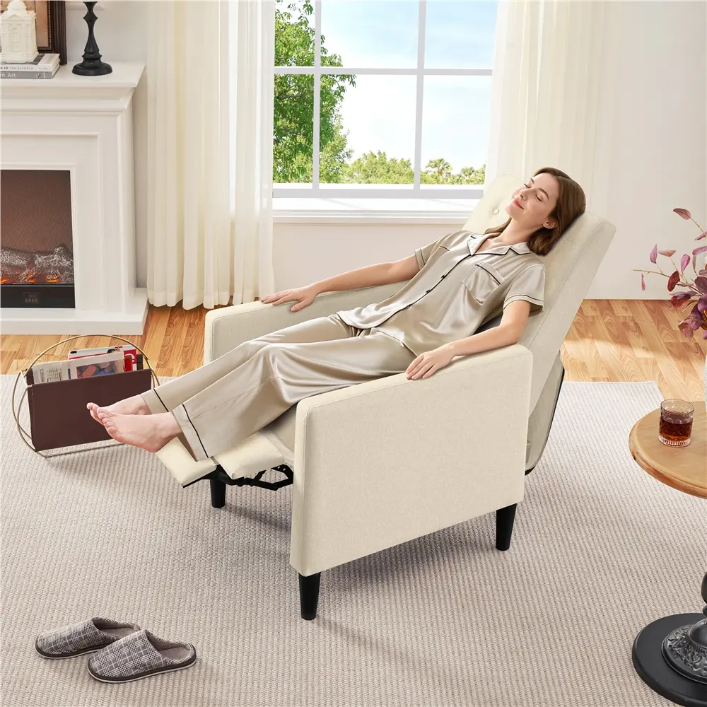 Costoffs Fabric Manual Recliner Chair, Vintage Style, Adjustable Back & Footrest, 331lb Capacity for Small Spaces, Indoor Lazy Furniture Chair, Manual Recliner Chairs