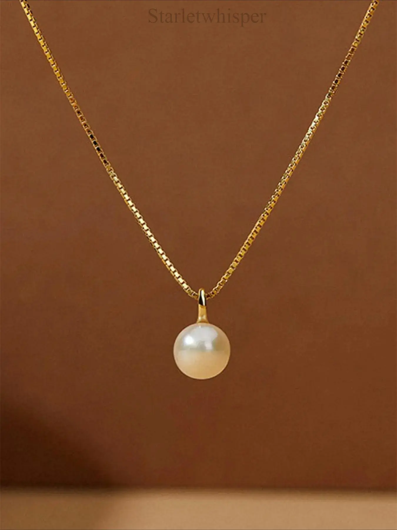 Women's Gold Iridescent Faux Pearl Pendant Necklace - Elegant Dainty Minimalist Clavicle Chain, All-Match Fashion Jewelry for Daily Wear & Gifting (Sports & Outdoor Camping Hiking Hammock Accessory), Elegant Dainty Necklace, A Pearl Necklace