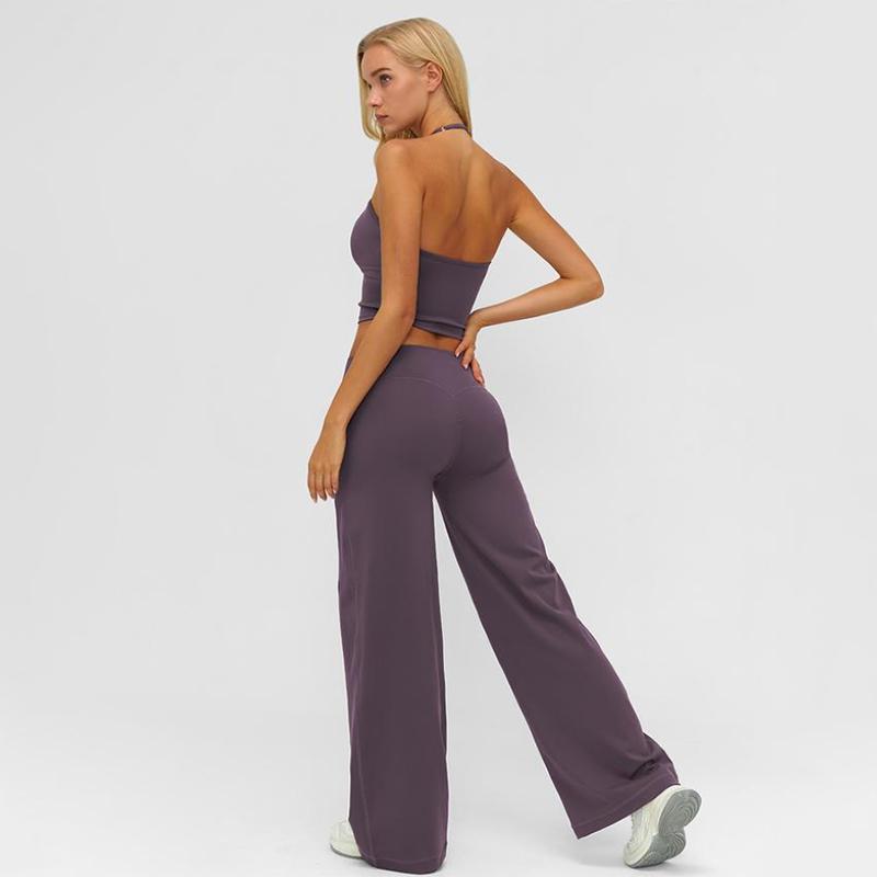 Women's Fitness Set Two-Piece Strappy Crop Top with Straight-Leg Pants Gym Workout Wear Pilates Set Stylish Strappy V-Neck Top for Outings The Ultimate Choice for Fitness and Casual Wear Women's Fitness Set Two-Piece Strappy Crop Top with Straight-Leg Pants Gym Workout Wear Pilates Set Stylish Strappy V-Neck Top for Outings The Ultimate Choice for Fitness and Casual Wear