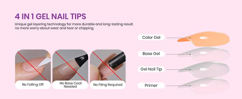 Beetles French Tip Press On Nails French Gel Nail No File Need  Fake Nails  4-in-1 DIY Manicure for Nail Extension Designs for Women