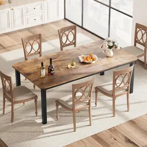 78.7 Inch Long Kitchen Table for 6-8,Brown Dining Room Table for Kitchen Living Room, Large Rectangular Dinner Tables, Industrial Indoor Restaurant Tables with Sturdy Metal Frame(Only Table)