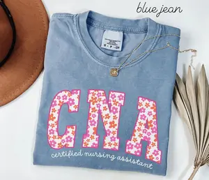 CNA Floral T-Shirt - Certified Nursing Assistant Work Gift Nurse Aid Flower Tees, CNA Gifts