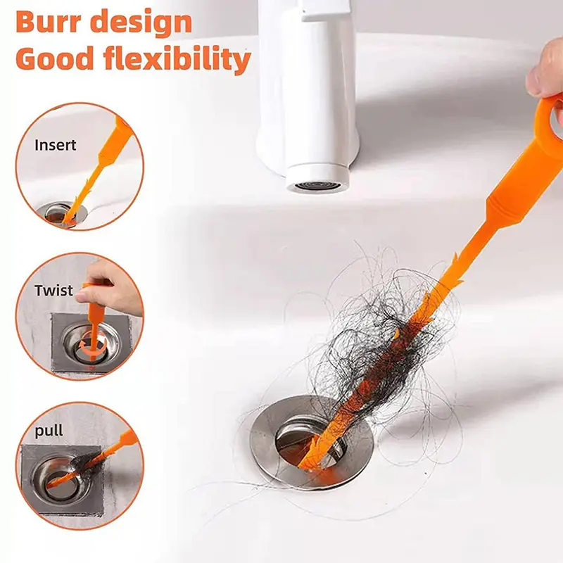 【FaddishDeal】5pcs Hair drainage tools, bathroom pipe unclogging tools, sewer plastic pipe cleaners, drainage tools, kitchen sink hoses Barbed Snake. tiktokshopbacktoschool