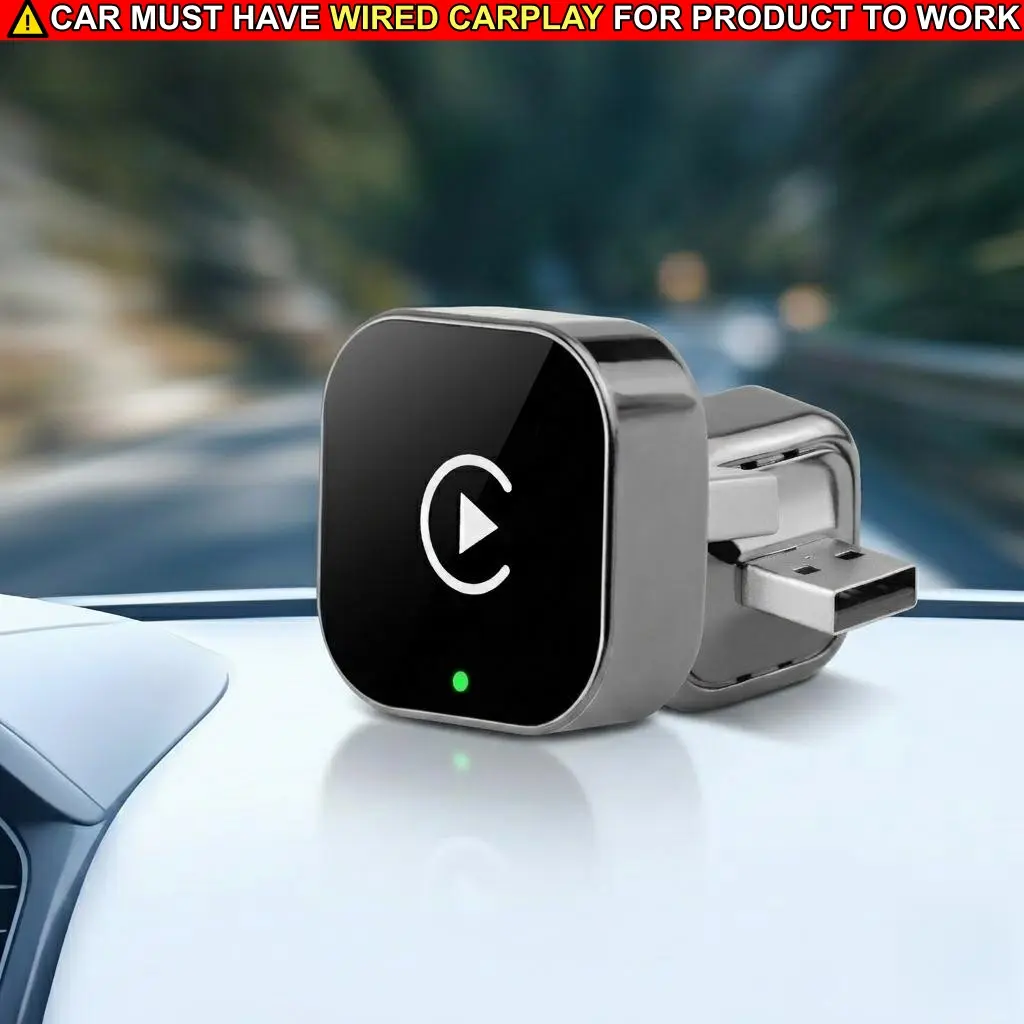 Wireless CarPlay Adapter – Wired to wireless plug-and-play converter, compatible with iOS 10+ and Android 11+ (supports Apple CarPlay and Android Auto) USB-C