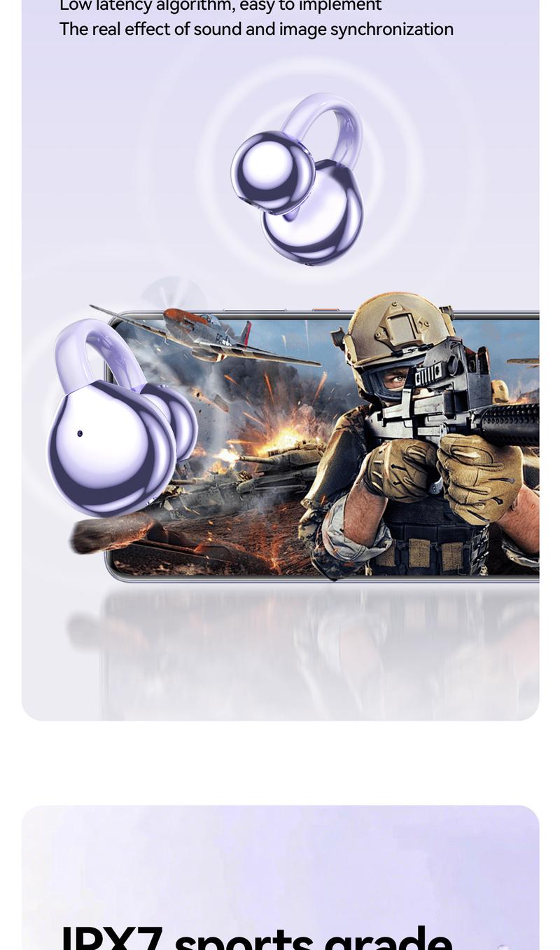 CHENRUIDA GL8 Clip On Wireless Headphones with 2025 Bluetooth 6.0 for Faster Stable Connection Low Power Use DT6.0 Pulse Directional Tech 360° ACS Panoramic Sound IPX7 Waterproof Audio Earbuds for Music&Calls Comfortable for Sports New Ear Accessories TWS