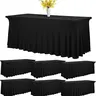 2/3/4/6 Pack Spandex tablecloth Spandex Table Skirt Fitted Stretch Tablecloth,One-Piece Wrinkle-Resistant Ruffles Design Installs in Seconds,Perfect for Rectangle Tables Banquets Parties Wedding Decorations Supplies Decorative Flowers Ornaments