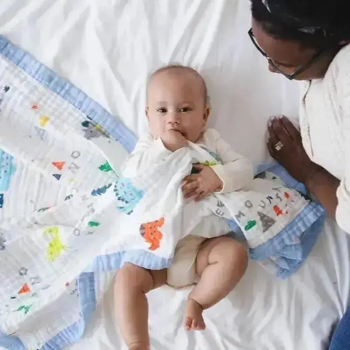 Cotton Muslin Baby Quilt - Dino Dreams